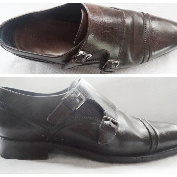 Ermenegildo Zegna ITALY Brown Leather Dress Loafer Shoes US 9.5 Double Monk main image 9